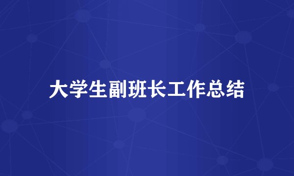 大学生副班长工作总结