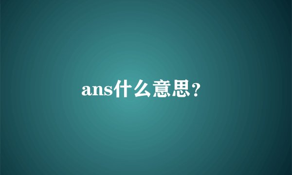 ans什么意思？