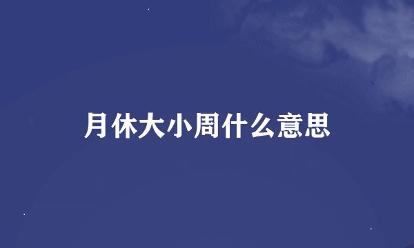 月休大小周什么意思