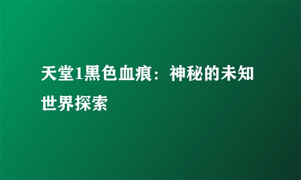 天堂1黑色血痕：神秘的未知世界探索
