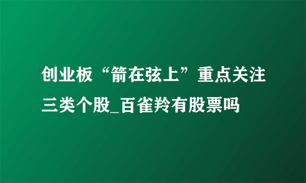 创业板“箭在弦上”重点关注三类个股_百雀羚有股票吗
