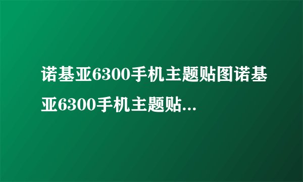 诺基亚6300手机主题贴图诺基亚6300手机主题贴图怎么设置