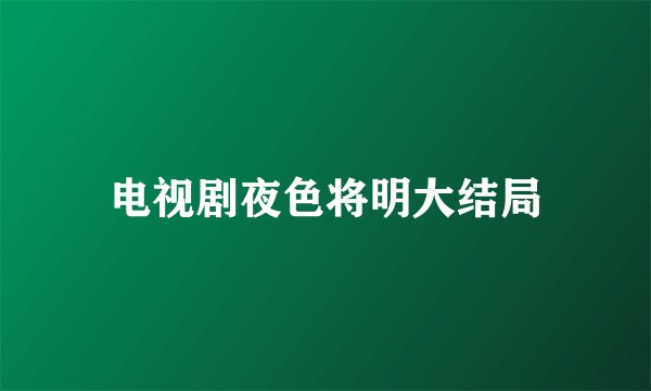 电视剧夜色将明大结局