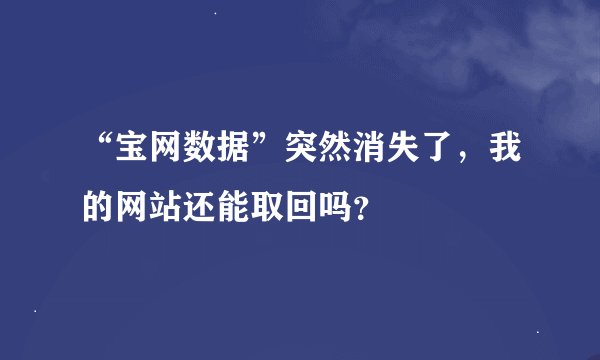 “宝网数据”突然消失了，我的网站还能取回吗？