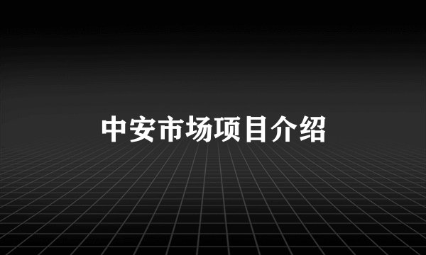 中安市场项目介绍