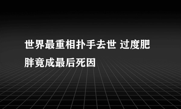 世界最重相扑手去世 过度肥胖竟成最后死因