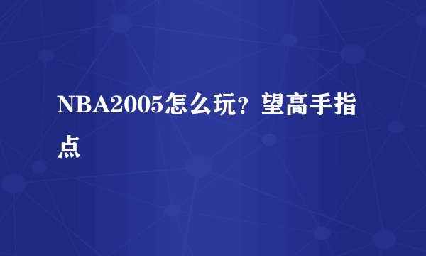 NBA2005怎么玩？望高手指点