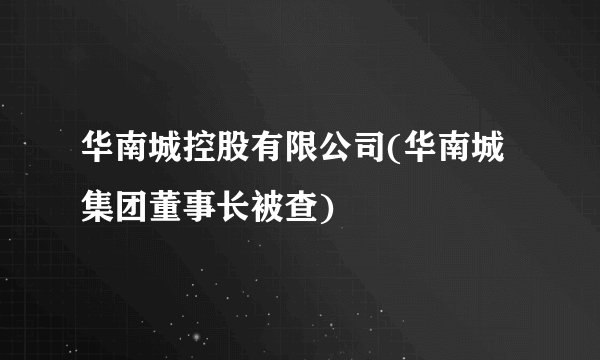 华南城控股有限公司(华南城集团董事长被查)