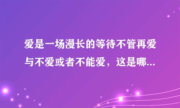 爱是一场漫长的等待不管再爱与不爱或者不能爱，这是哪首歌的歌词