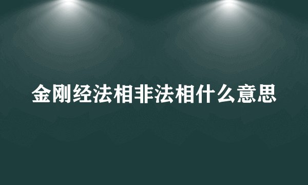 金刚经法相非法相什么意思