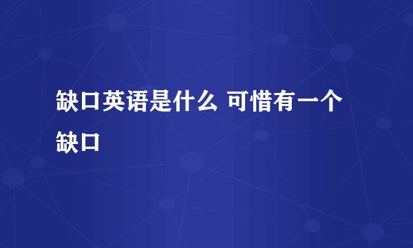 缺口英语是什么 可惜有一个缺口