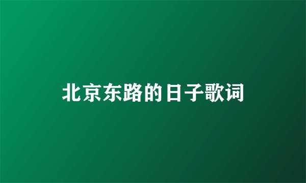 北京东路的日子歌词