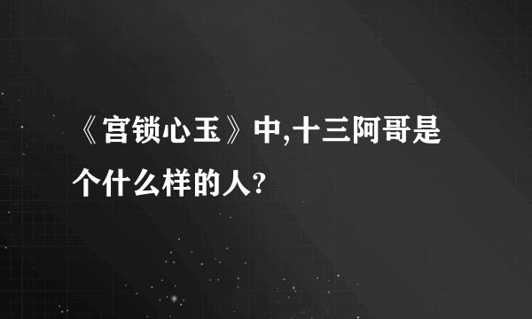 《宫锁心玉》中,十三阿哥是个什么样的人?