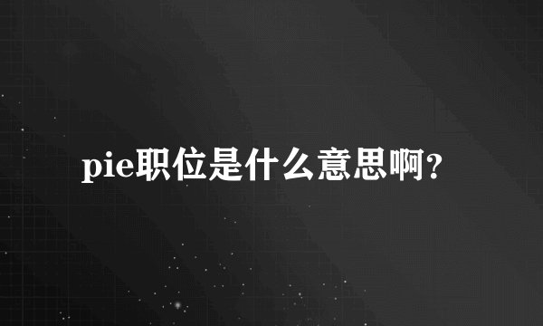 pie职位是什么意思啊？