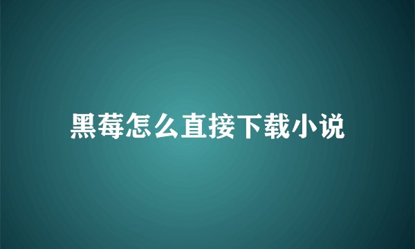 黑莓怎么直接下载小说