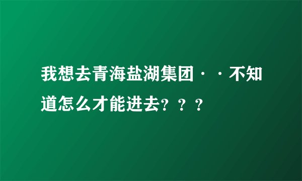 我想去青海盐湖集团··不知道怎么才能进去？？？