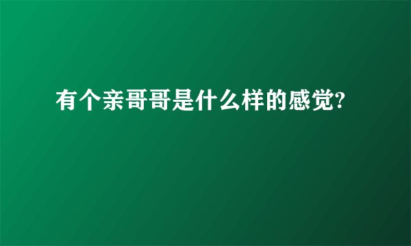 有个亲哥哥是什么样的感觉?