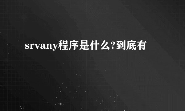 srvany程序是什么?到底有