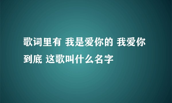 歌词里有 我是爱你的 我爱你到底 这歌叫什么名字