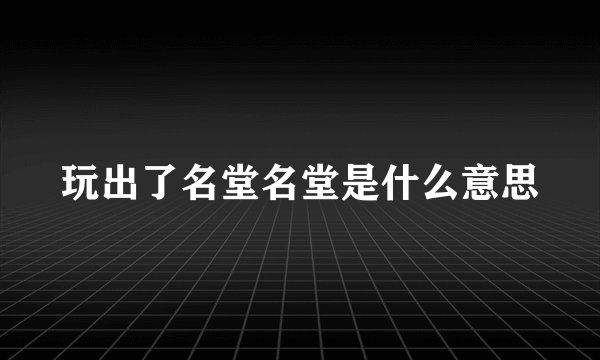 玩出了名堂名堂是什么意思