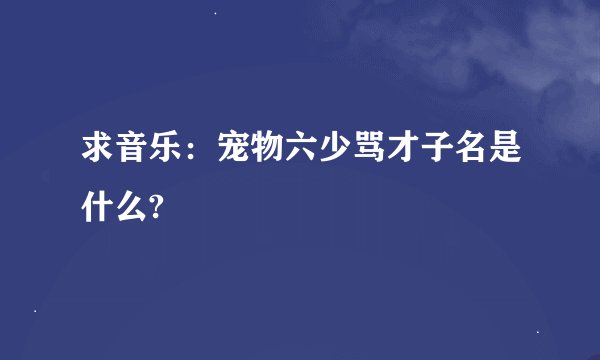 求音乐：宠物六少骂才子名是什么?