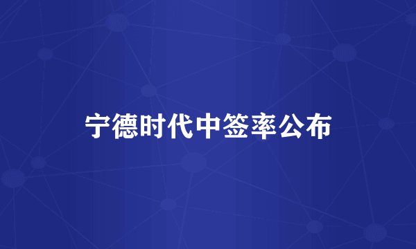 宁德时代中签率公布