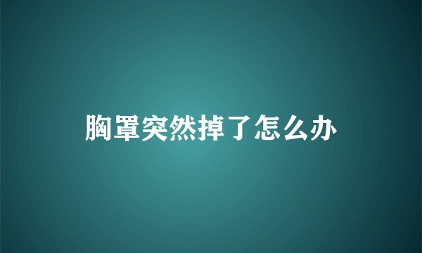 胸罩突然掉了怎么办