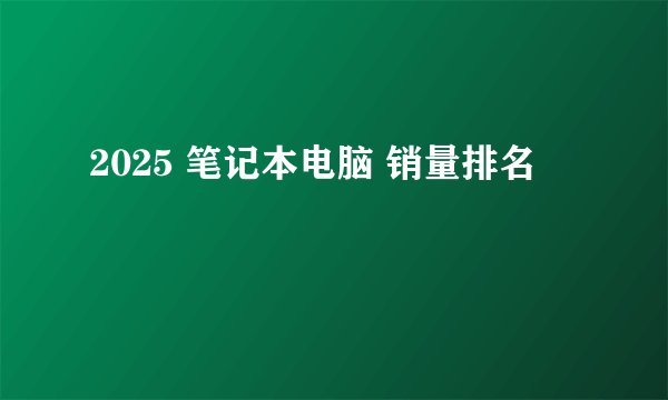 2025 笔记本电脑 销量排名