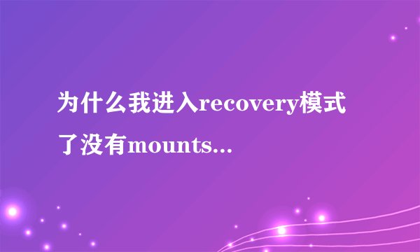 为什么我进入recovery模式了没有mounts and storage选项