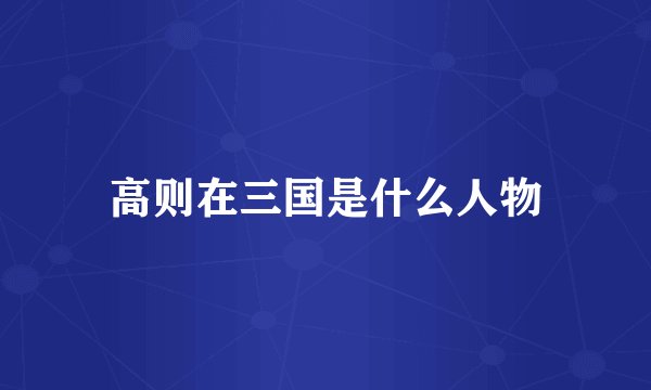 高则在三国是什么人物