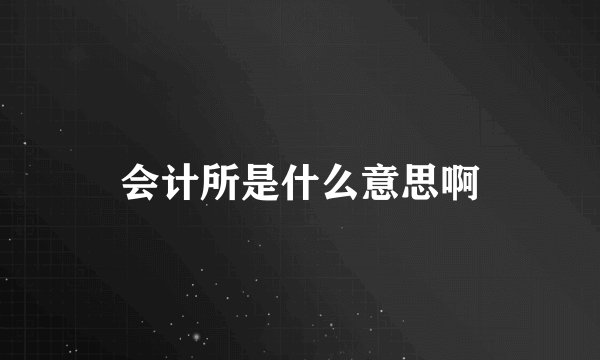 会计所是什么意思啊