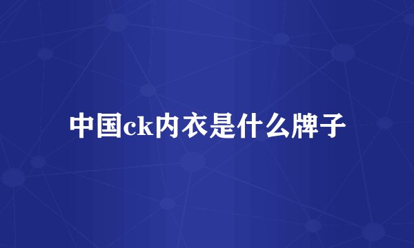 中国ck内衣是什么牌子