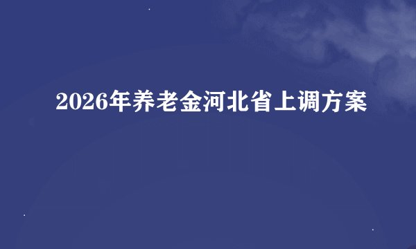 2026年养老金河北省上调方案