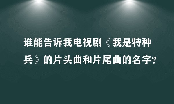 谁能告诉我电视剧《我是特种兵》的片头曲和片尾曲的名字？