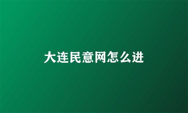 大连民意网怎么进