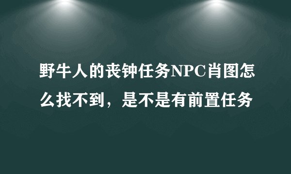野牛人的丧钟任务NPC肖图怎么找不到，是不是有前置任务
