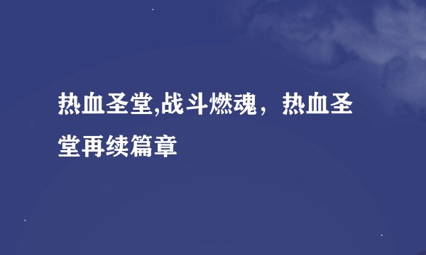 热血圣堂,战斗燃魂，热血圣堂再续篇章