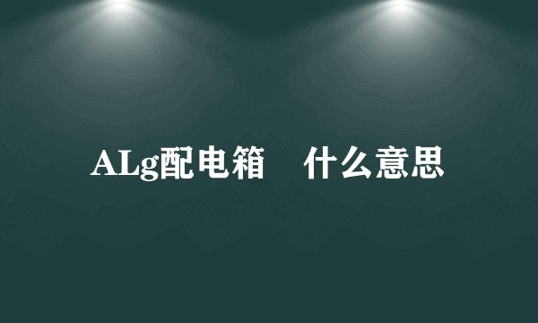 ALg配电箱 什么意思