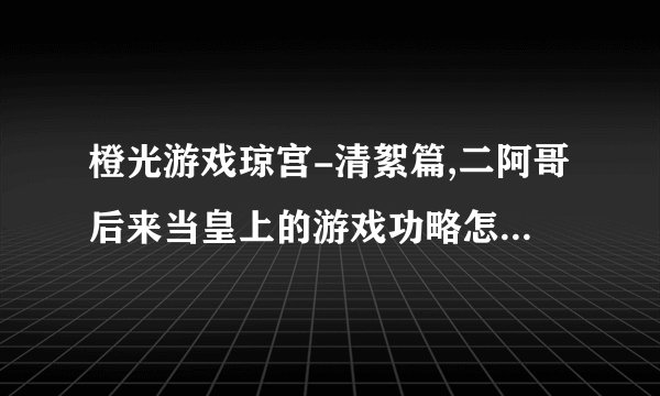 橙光游戏琼宫-清絮篇,二阿哥后来当皇上的游戏功略怎么玩呢。