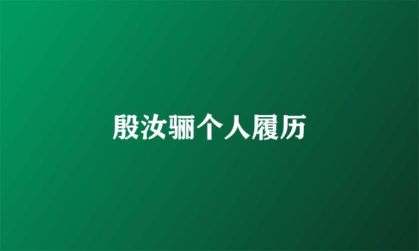 殷汝骊个人履历