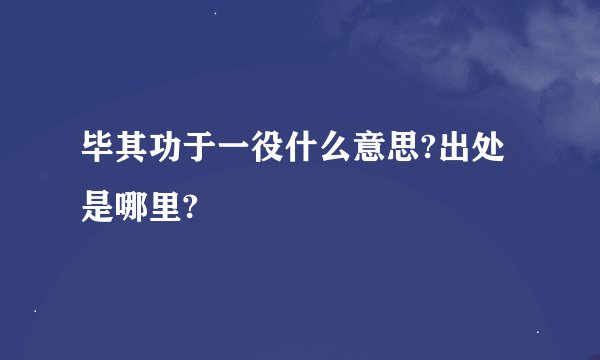 毕其功于一役什么意思?出处是哪里?