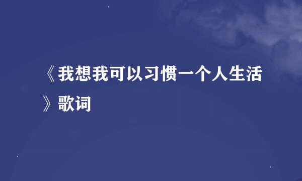 《我想我可以习惯一个人生活》歌词