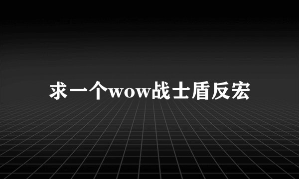 求一个wow战士盾反宏