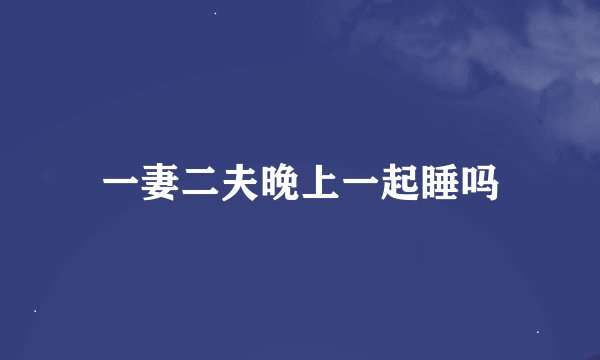 一妻二夫晚上一起睡吗