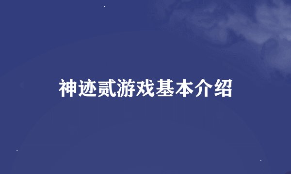 神迹贰游戏基本介绍