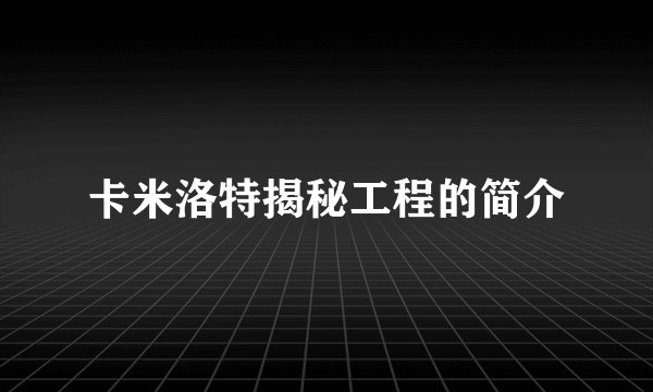 卡米洛特揭秘工程的简介