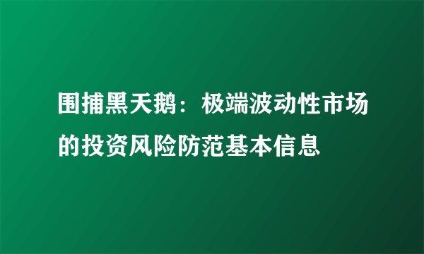 围捕黑天鹅：极端波动性市场的投资风险防范基本信息