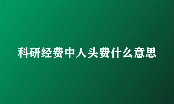 科研经费中人头费什么意思