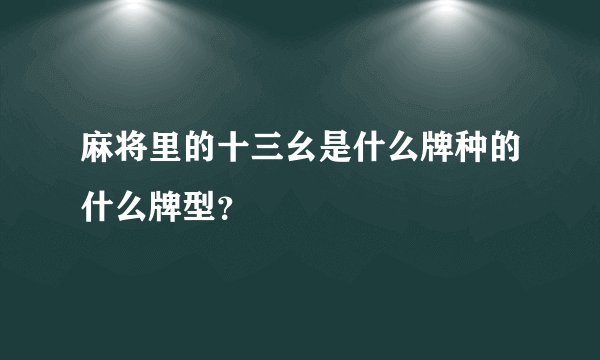 麻将里的十三幺是什么牌种的什么牌型？