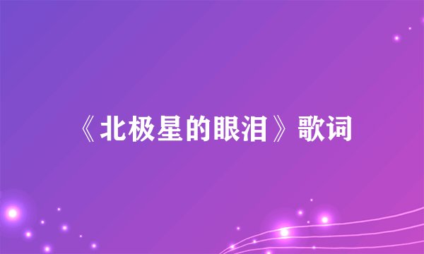 《北极星的眼泪》歌词